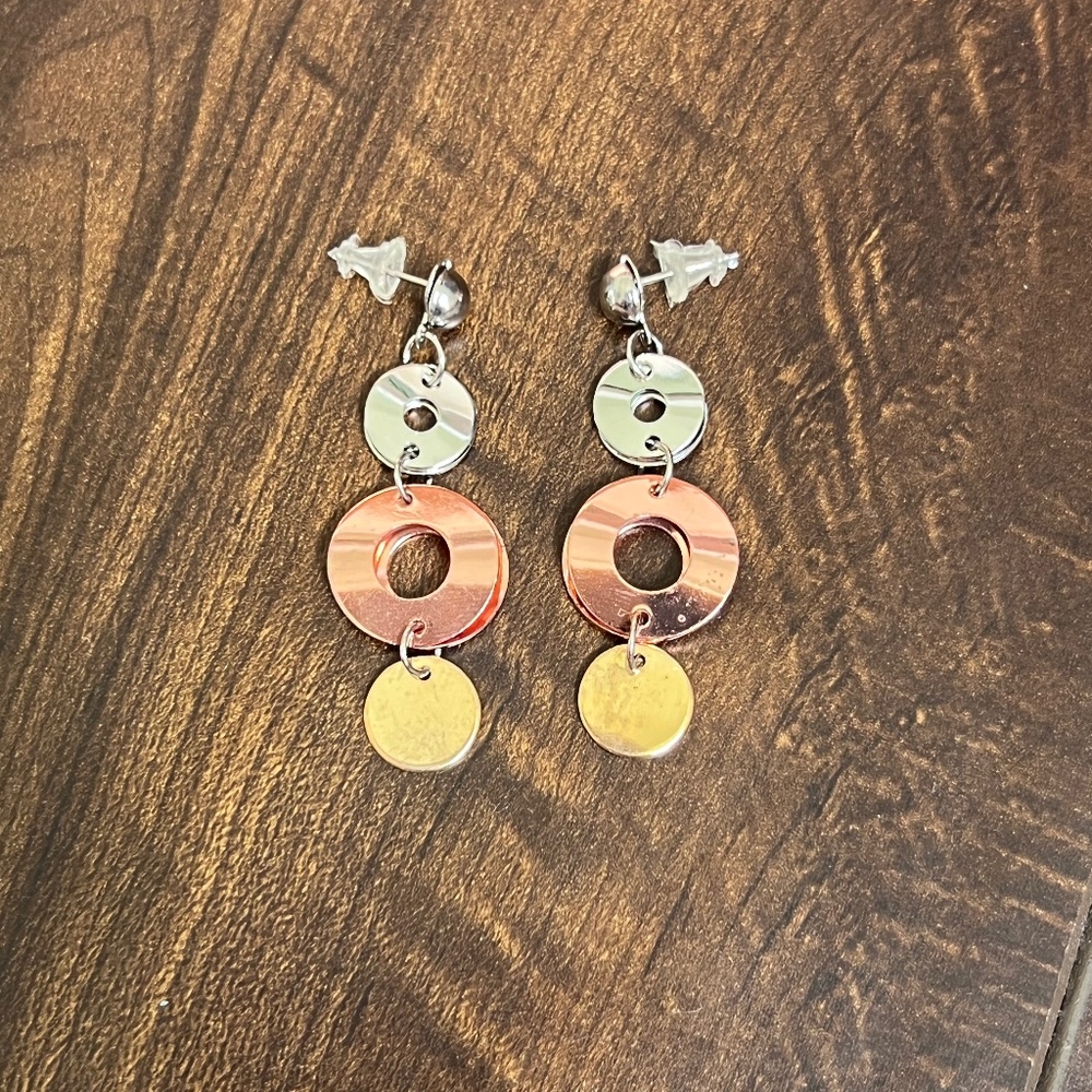 Tri-Color Dangle Earrings